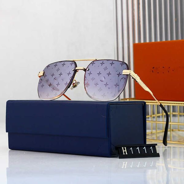 

Designer LOU VUT luxury cool sunglasses 2022 Trimmed rimless ocean box Fashion street print Versatile glasses with original box