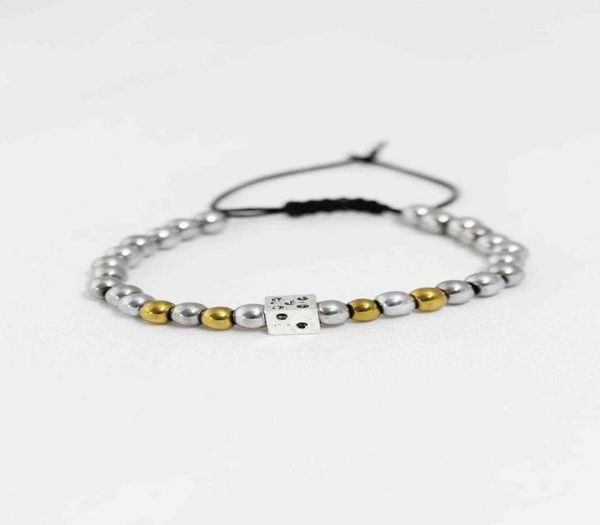 

silver color dice figured with lift men 039s bracelet01236677073, Black