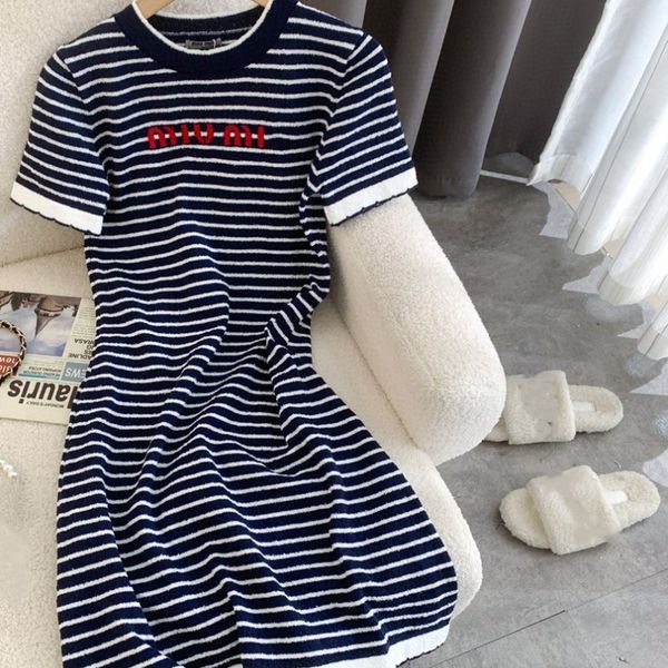 

womens designers casual dresses summer dress fashion knit shirt clothing a-line skirt fresh sweet multiple colour asian size, Black;gray