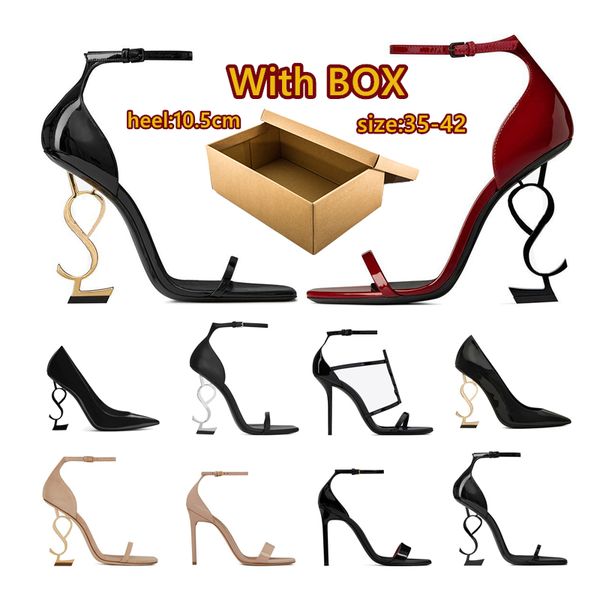 

2023 designer high heels pumps women shoes fashion leather stiletto peep-toes sandals slingback heel .5cm luxury pointy toe rubbers womens, Black