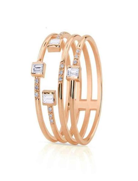 

fashion new trendsetter personality four line women039s ring copper silver plated zircon party ring jewlry2574620
