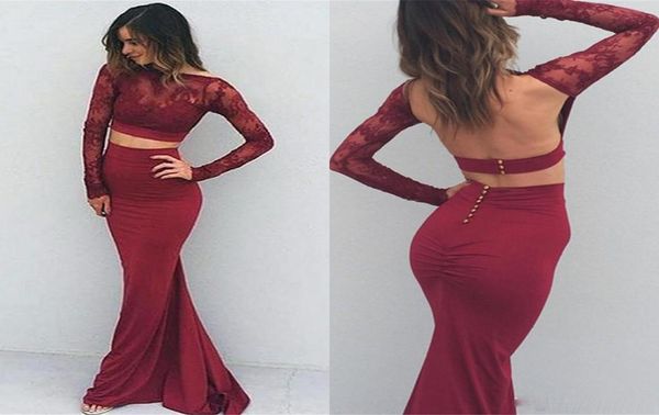 

2017 celebrity burgundy color long sleeve 2k17 party queen floor length prom dresses evening wear formal gowns two pieces1352433, Black