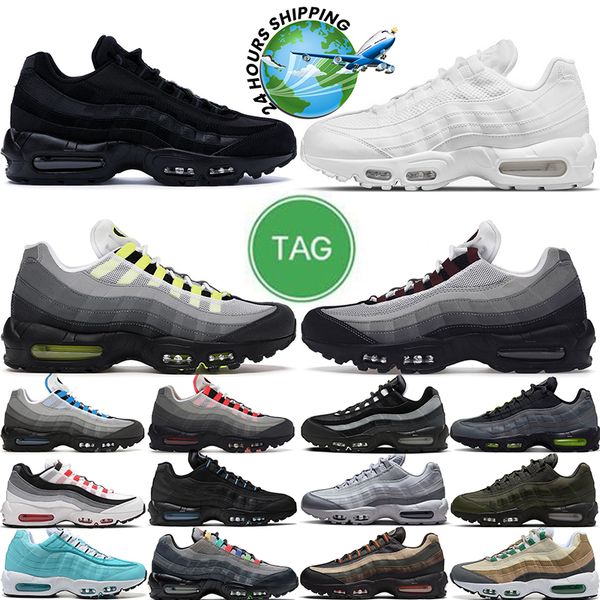 

designer shoes airmax 95 95s running shoe neon triple black white dark beetroot crystal blue solar red smoke grey greedy olive reflective un