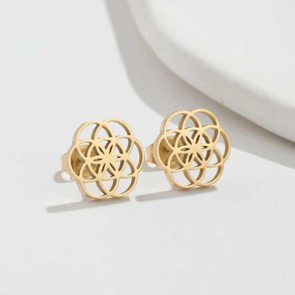 

stud trendy star cactus ear stud earrings for women men couple gold color stainless steel heart foot sun flower jewelry birthday gift z0517, Golden;silver