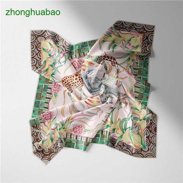 

hemres designer scarves new women's spring and summer versatile 53 simulated twill silk small square multifunctional scarf neck, Blue;gray