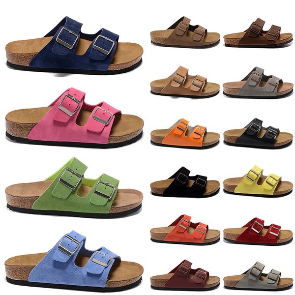 

ng fashion boston clogs famous designer women men luxury platform buckle cork silppers suede leather summer outdoor sandals flat casual clog, White;red