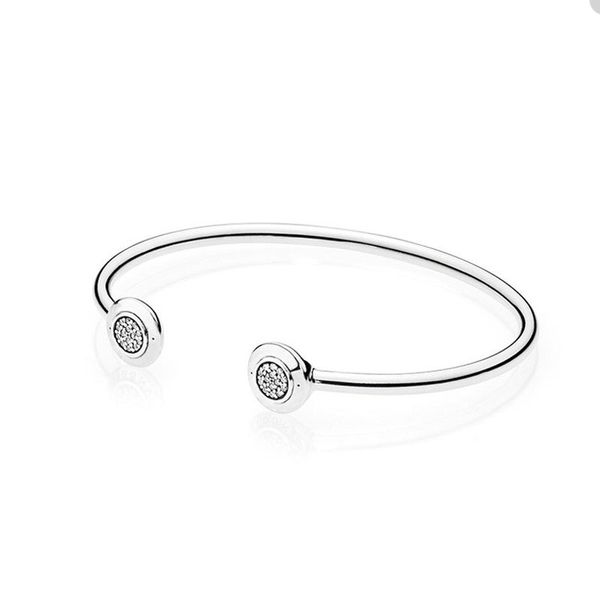 

925 sterling silver cuff bangle for pandora crystal diamond bracelet designer jewelry for women girlfriend gift wedding bracelets with origi, White