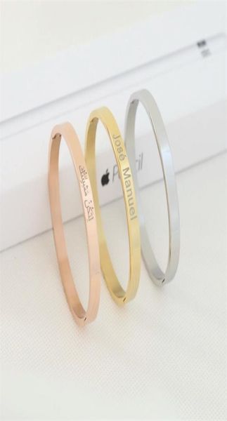 

bangle personalized gold bracelets s for women custom engraved cuff bracelet hand armband stainless steel jewelry gift 2209097741896, Black
