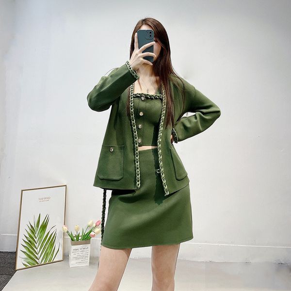 

casual dresses -aje tassels tie front knit cardigan / tank /a-line mini skirt for women, Black;gray