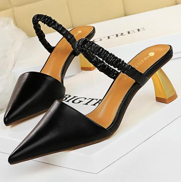 

sandals shoes pointed toe women fashion kitten heels 6 cm slippers summer low heel female pumpssandalssandals5274509, Black