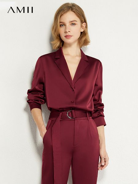 

women's two piece pants amii minimalism two piece set women spring office lady elegant shirt high waist casual loose pant separately 12, White