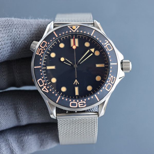 

nttd mens watch 42mm no time to die luxury men watches automatic movement mechanical montre de luxe moon watch limited james bond nato 300m, Slivery;brown