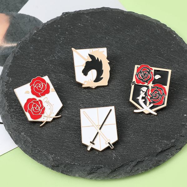 

attack on titan brooch 16 colors cute anime movies games hard enamel pins collect metal cartoon brooch backpack hat bag collar lapel badges