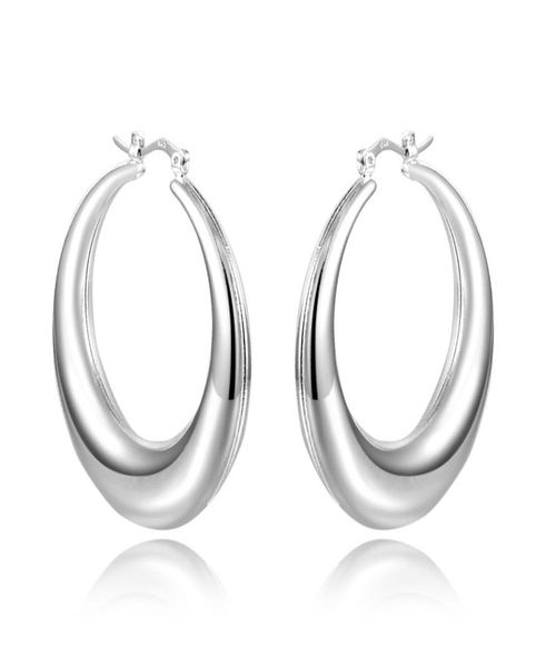 

925 sterling silver hollow oval hoop earrings small012348715298, Golden;silver