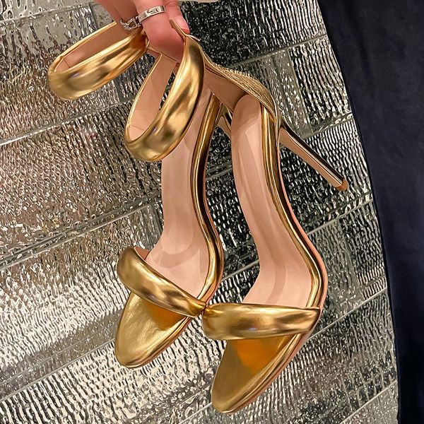 

sandals sandals women concise style one-strap sandals for girls women stiletto heel back zip cover heels summer sandalias gold 230518, Black