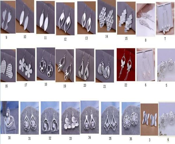 

30paia lot plating 100 925 silver mixed 30 style earrings014605512, Golden;silver