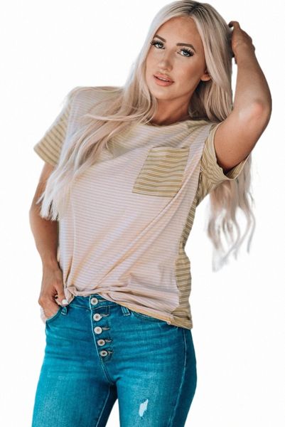 

contrast striped patchwork tee 2023 new 2023 new n8ik#, White