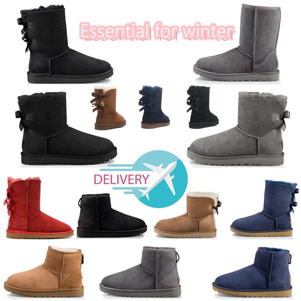 

2023 australia classical short ultra mini women snow boots keep warm boot man womens mans plush casual warm boots sheepskin suede, Black