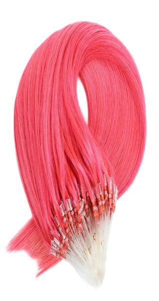 

pink straight micro ring bead extensions remy human hair loop link hair extension2480708, Black