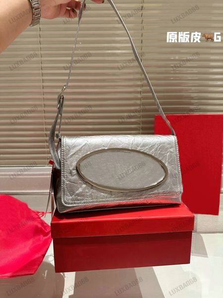 

metal black leather shoulder bag 1dr clutch women's oval d. magnetic flap underarm purse designer handle bags luxurys fashion crossbody