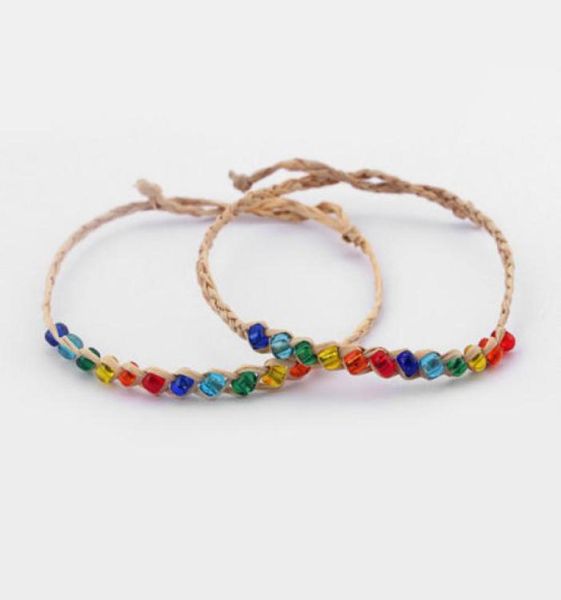 

20pcs natural woven raffia glass seed bead friendship bracelet rainbow fine jewelry9276173, Black