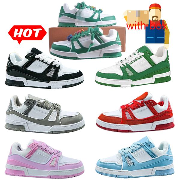 

2023 designer shoes luv with box men causal shoes fashion woman leather lace up platform sole sneakers white black green pink grey mens wome