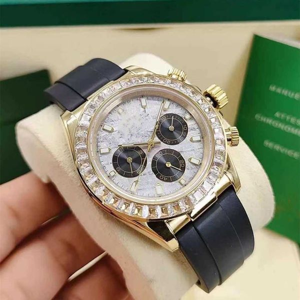 

watch automatic mechanical men's luxury designer fashion meteorite face dial folding buckle sapphire glass star business handbag, Slivery;golden