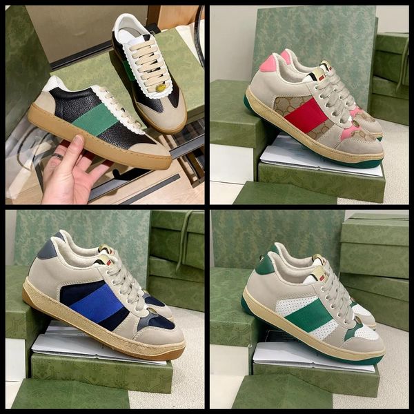 

italy luxury sneakers designer casual shoes brand sneaker man woman trainer real leather running shoes ace boots by shoe gg''sneak, Black