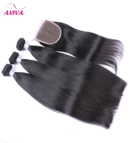 

malaysian straight virgin hair weaves with closure 4pcslot size 4x4 lace closures with 3 bundles unprocessed malaysian remy human9244694, Black