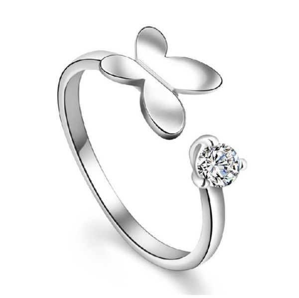 

simple crystal 3d butterfly single open ring open design new girl woman gift charms silver jewelry4301839, Golden;silver