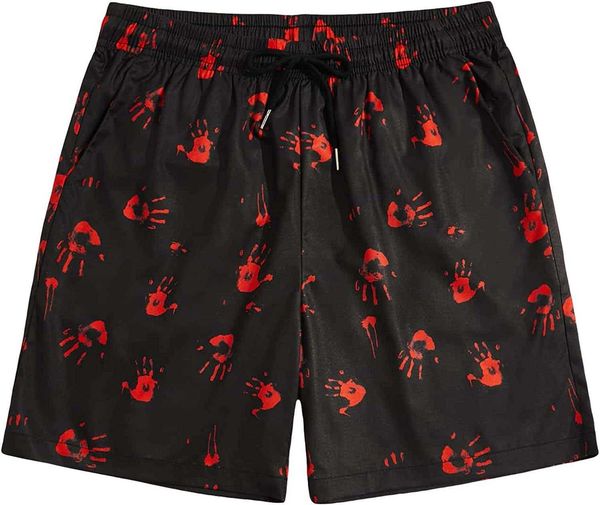 

letter mens shorts brand summer sports wdirara men's graphic print elastic waist active track fashion pants beach active jogging short, White;black