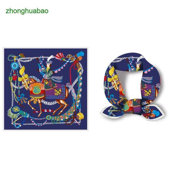 

hemres designer scarves yinghua h family's walkthrough flower women's spring and autumn 53cm small square paired with shirt versat, Blue;gray
