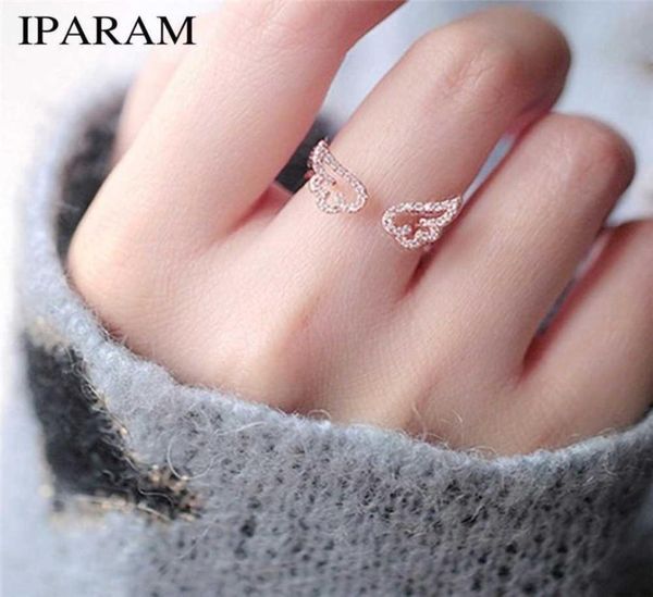 

iparam adjustable angel wings ring micro pave zircon goldcolor rings for women fashion rings jewelry bague femme female gifts q074364548, Silver