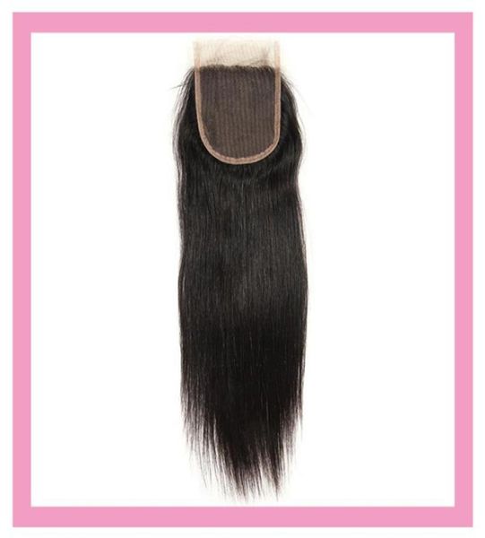 

brazilian virgin hair straight 4x4 lace closure middle three part human hair products natural color7135783, Black;brown