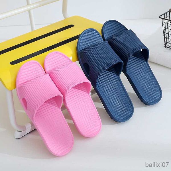 

slippers men women indoor home slippers summer non-slip bathroom shoes female soft bottom sandals slippers couple flat shoes flip, Black