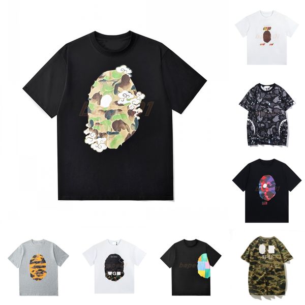 

mens t shirt ape head pattern fashion mens women short sleeves men camouflage cotton t-shirt tees 4 colors asian size m-2xl, White;black