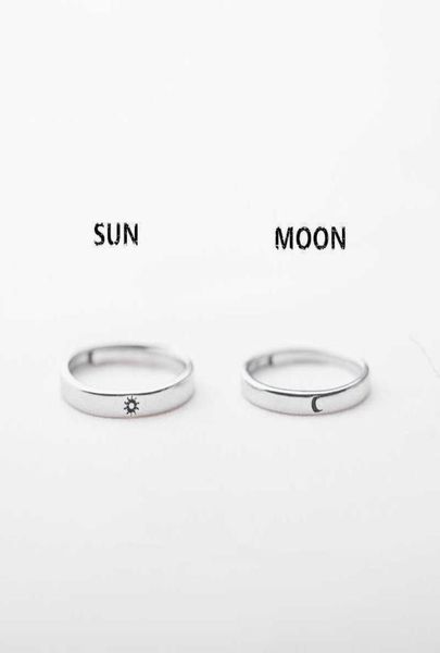 

silver plated simple style sun moon adjustable couple rings for men women wedding rings jewelry accessories q07084852084