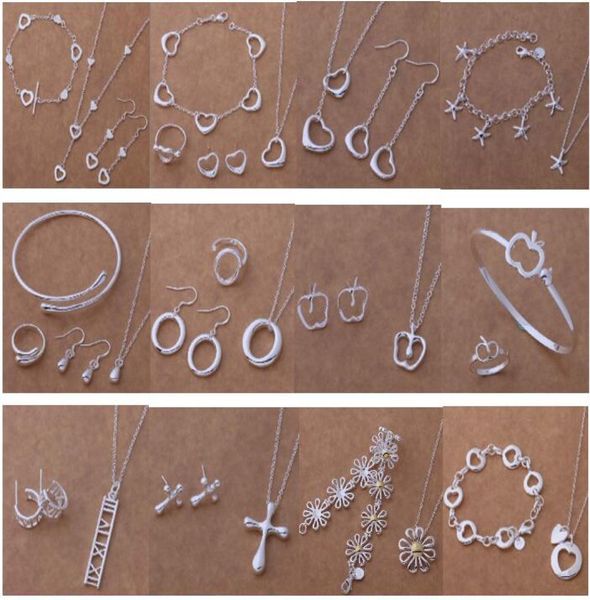 

with tracking number new fashion women039s charming jewelry 925 silver 12 mix jewelry set 14552150805, Black