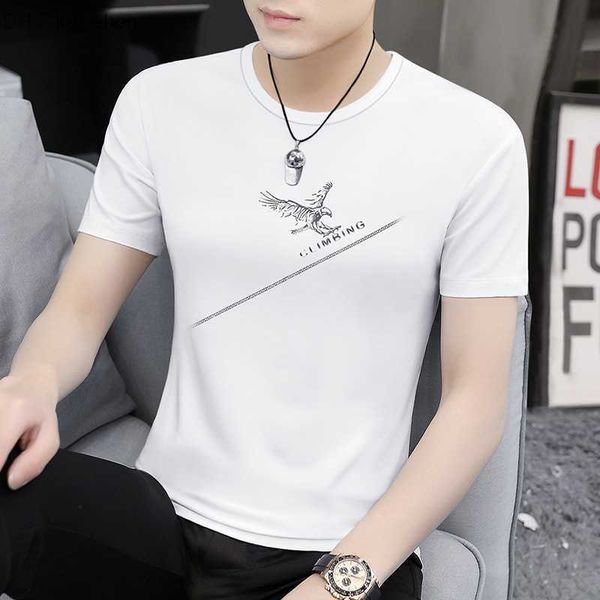 

new modal ice silk short sleeve summer fashion brand round neck feel quick dry 11, White;black