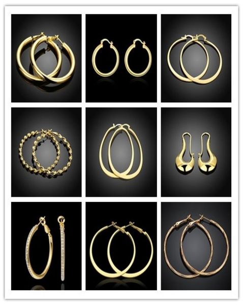 

mixed style hoop earrings 18k gold plated jewelry pretty cool party style 9pair lot5513966, Golden;silver