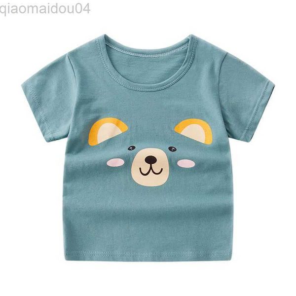 

t-shirts 2-8t bear print girls t shirt summer toddler kid baby clothes short sleeve cotton tshirt childrens cute tee infant outfit aa230518, Blue