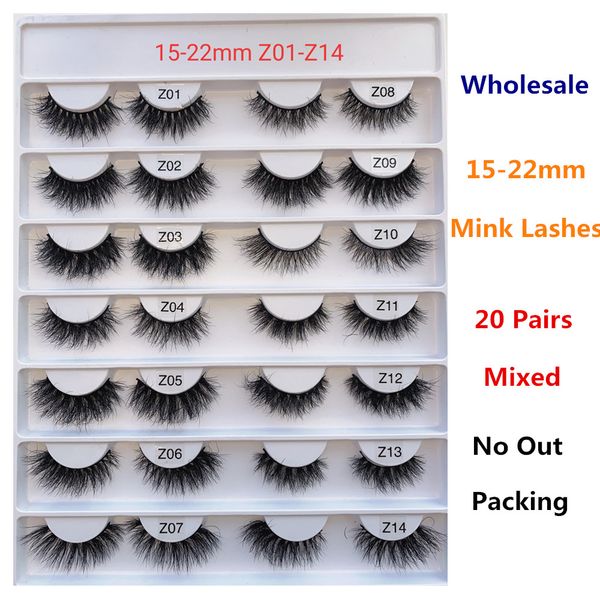

3d mink lashes 15-22mm strip lash fluffy curly reuse 20+ false eyelashes last long time 20 pairs mixed z serieds