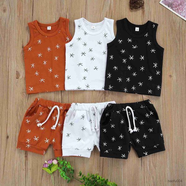 

clothing sets 0-24m newborn baby boys star printt clothing set sleevless and shorts 3color r230518, White
