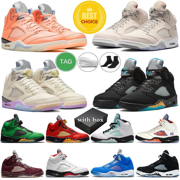 

with box 5 men basketball shoes 5s orewood brown aqua sail suede red crimson bliss racer blue bordeaux unc gore tex noir fire red mens train