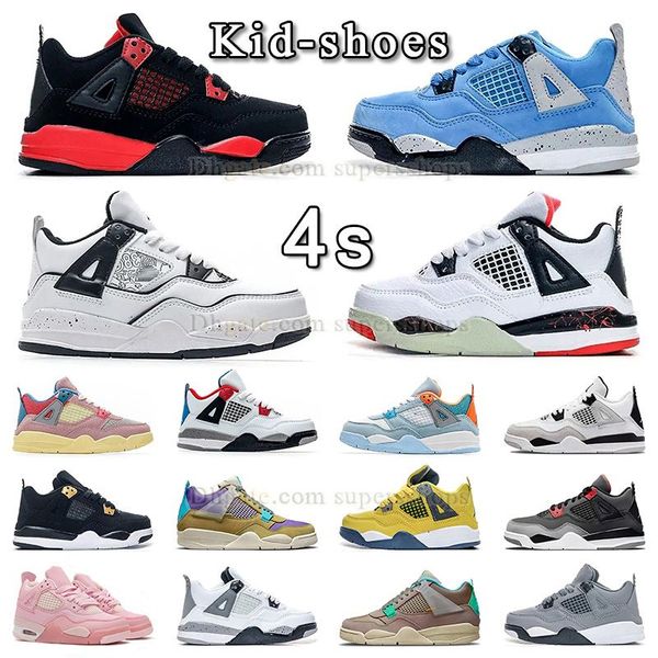 

2023 designer kid shoes jumpman 4 infant baksetball shoes red thunder boys and girls toddler kids sneaker black cat 4s cement child shoe out