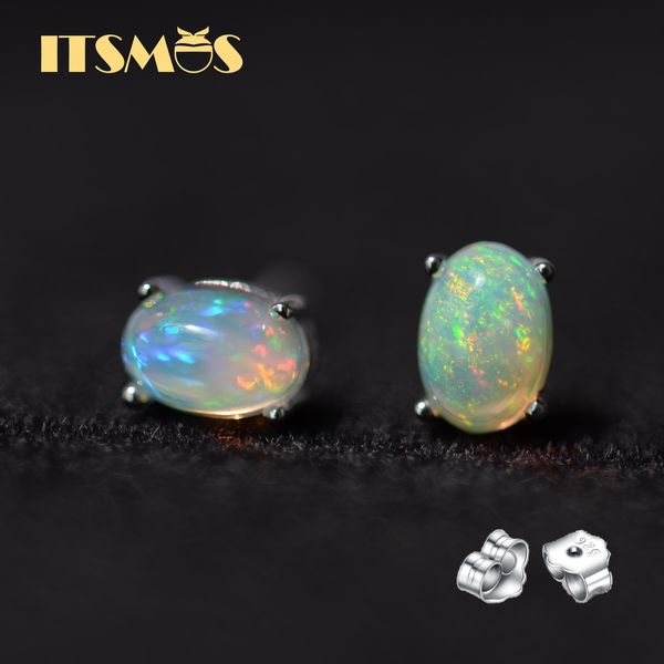 

hoop huggie itsmos natural opal earrings s925 sterling silver lucky elf post studs earring lover colorful jewelry for women girl gift 230517, Golden;silver