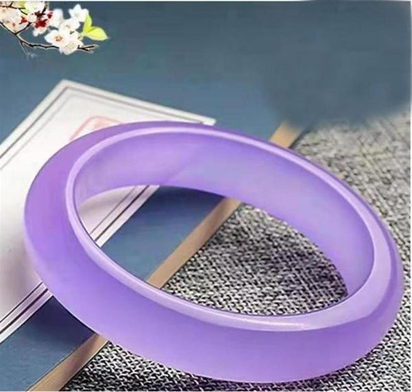 

5662mm natural lavender color handmade jade bracelet01238837740, Black
