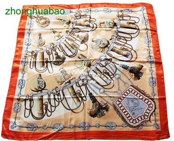 

hemres designer scarves yilintai e-lintie brand spring new silk 90cm colored ding printing square scarf headband, Blue;gray