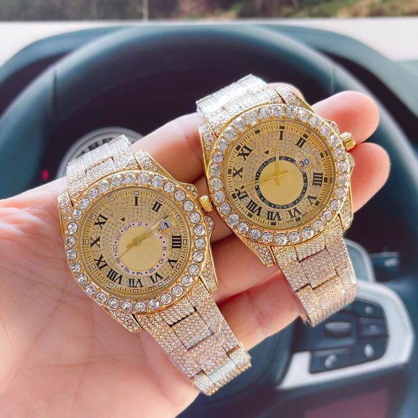

iced out men's watch hip-hop jewelry custom moissanite watch luxury vvs moissanite men's half-length watch vipwatch, Slivery;brown