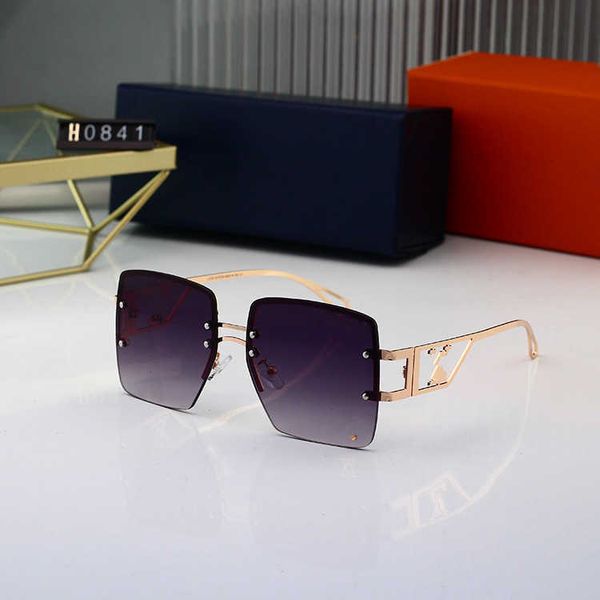 

designer lou vut luxury cool sunglasses 2023 new metal for men and women square fashion matching with original box, White;black